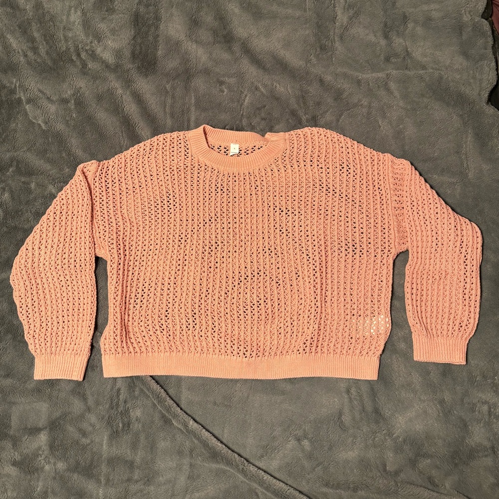 Old Navy Open Knit Pink Sweater - Size Large